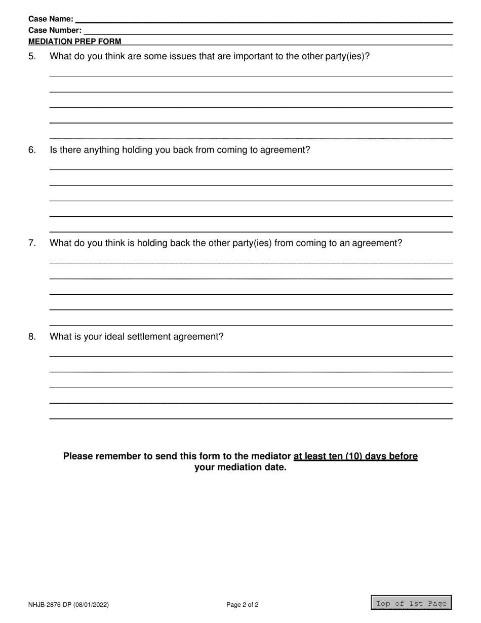 Form NHJB-2876-DP Mediation Preparation Form - New Hampshire, Page 2