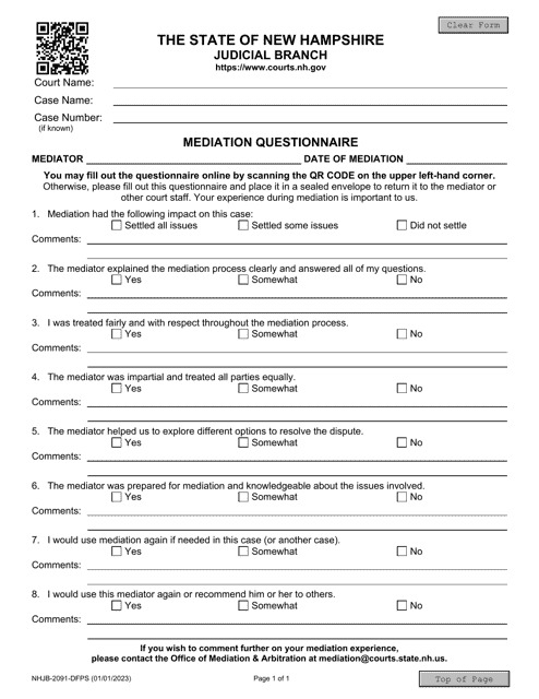 Form NHJB-2091-DFPS Mediation Questionnaire - New Hampshire
