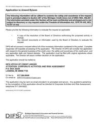 Form FIS2341 Application to Amend Bylaws (Except Field of Membership) - Michigan, Page 2