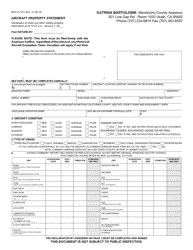 Document preview: Form BOE-577 Aircraft Property Statement - Mendocino County, California