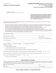 Document preview: Form BOE-58-H Affidavit of Cotenant Residency - Mendocino County, California