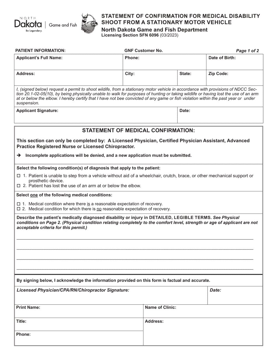 Form SFN6096 Download Printable PDF or Fill Online Statement of ...