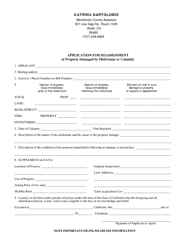 Document preview: Application for Reassessment of Property Damaged by Misfortune or Calamity - Mendocino County, California