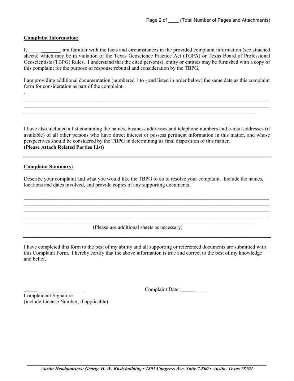 Form XI Download Printable PDF or Fill Online Complaint Form, Texas ...