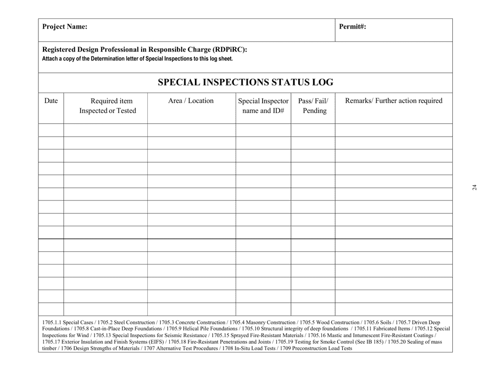 Program Policies, Procedures  Guidelines, Lists, Notice Forms, and Report Forms for Special Inspections - City of San Antonio, Texas, Page 24