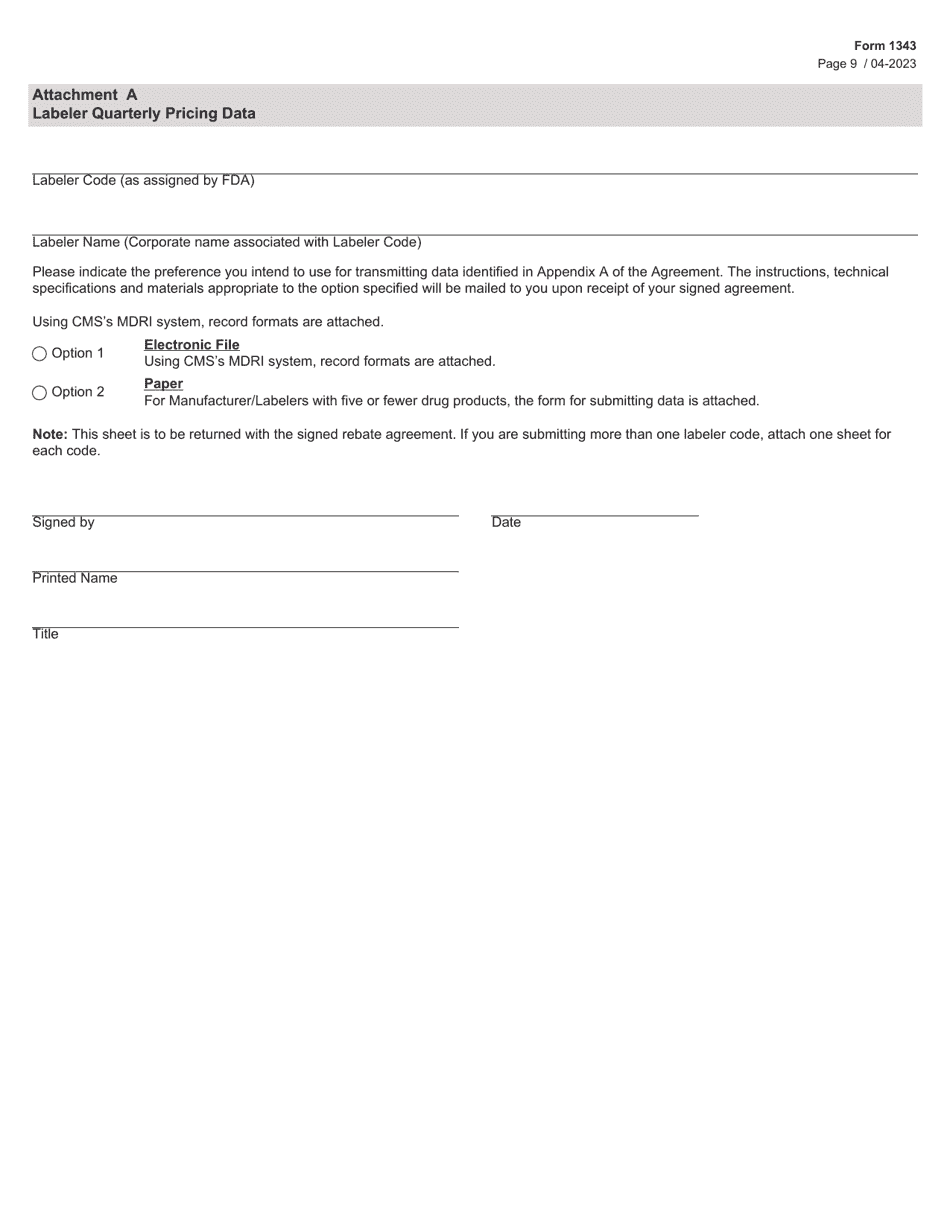 Form 1343 Children With Special Health Care Needs Services Program Drug Rebate Agreement - Texas, Page 9