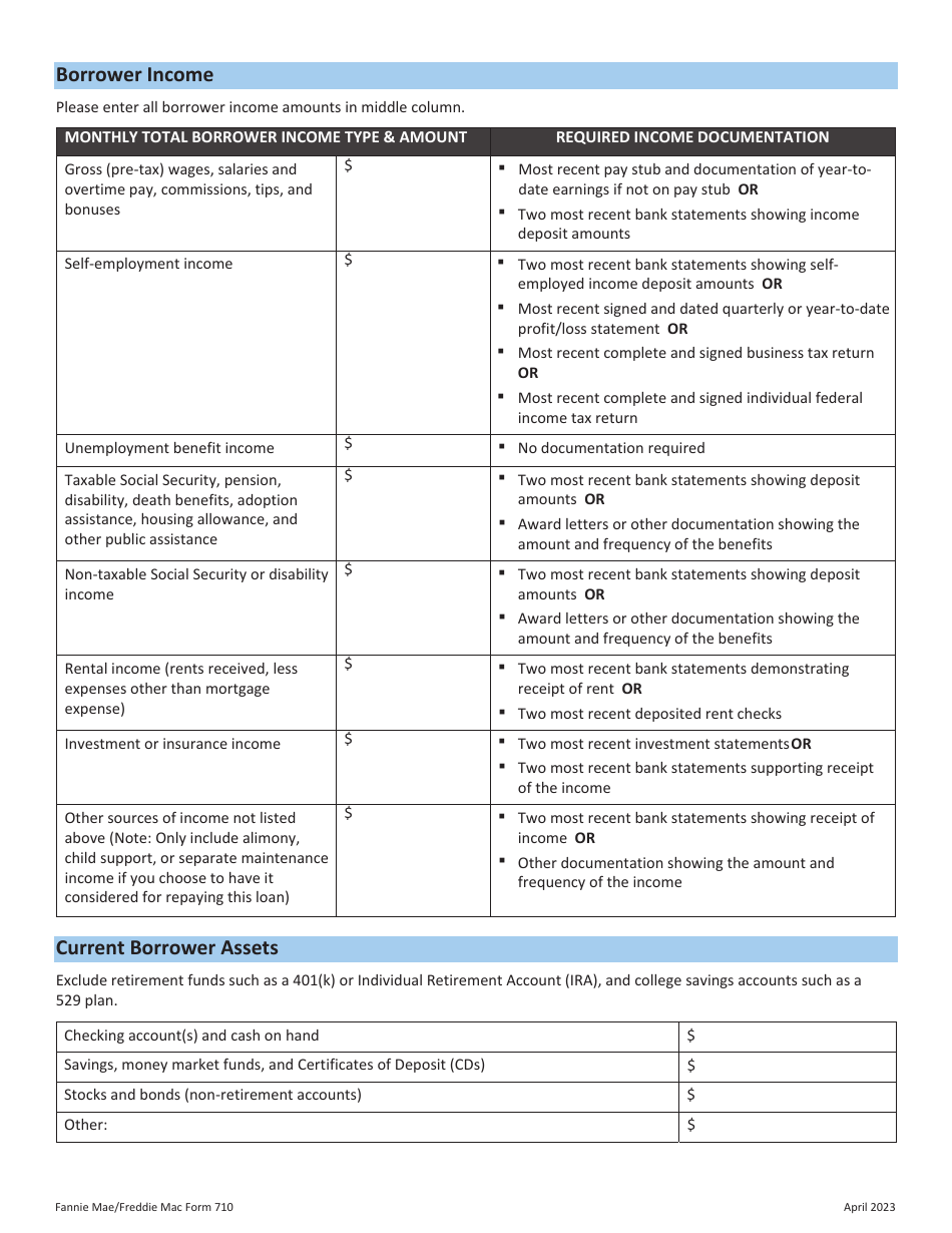 Fannie Mae Form 710 Mortgage Assistance Application, Page 3
