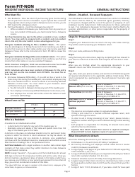 Instructions for Form PIT-NON Delaware Individual Non-resident Income Tax Return - Delaware, Page 2