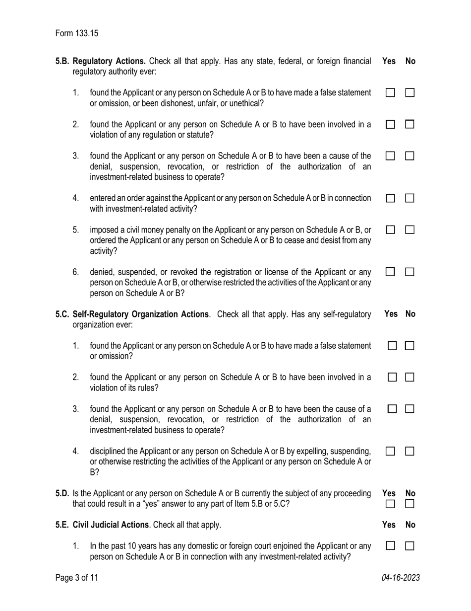 Form 133.15 Texas Crowdfunding Portal Registration - Texas, Page 3