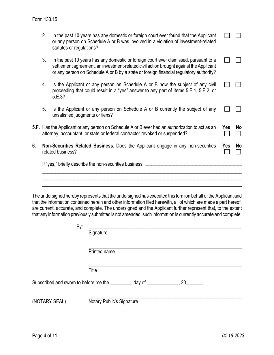 Form 133.15 Texas Crowdfunding Portal Registration - Texas, Page 4