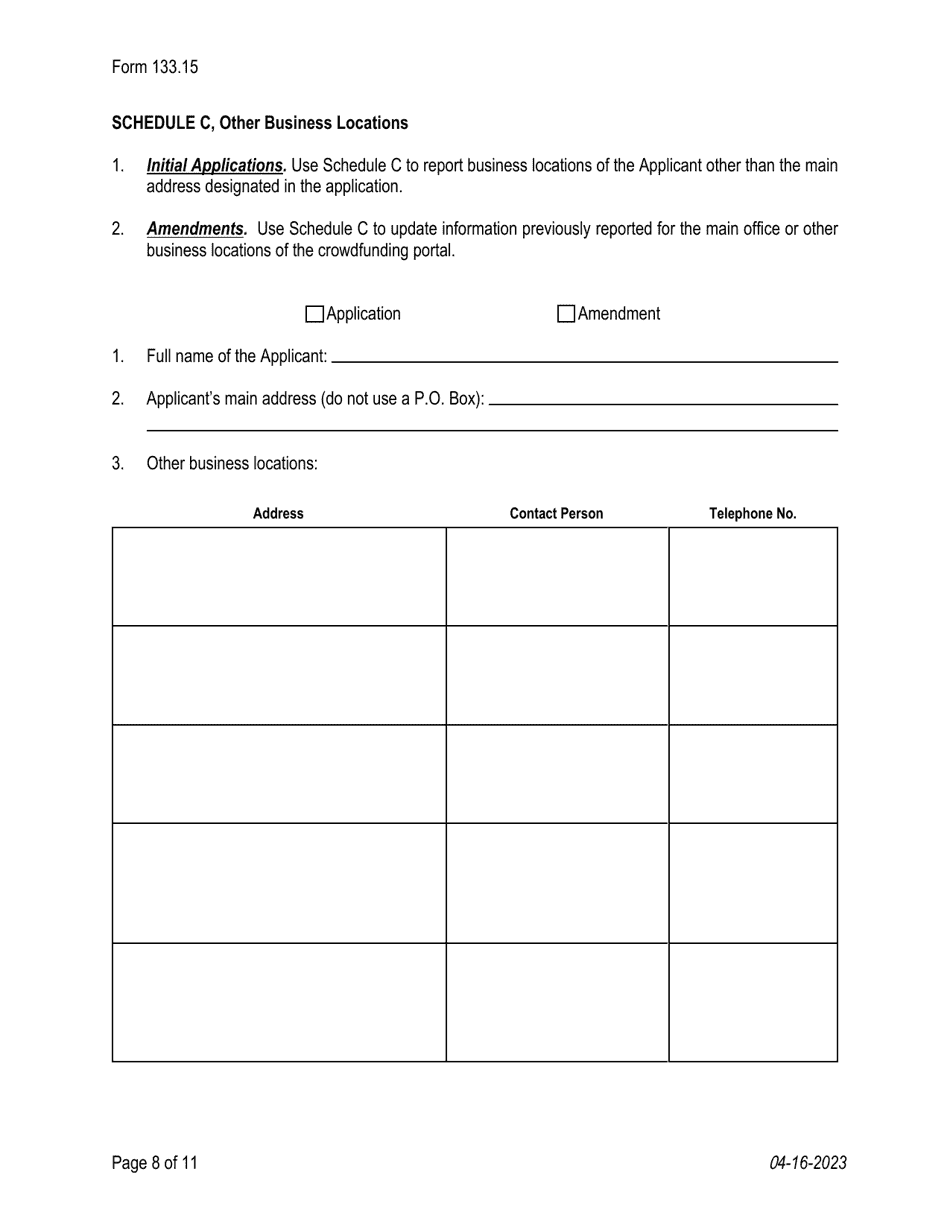 Form 133.15 Texas Crowdfunding Portal Registration - Texas, Page 8