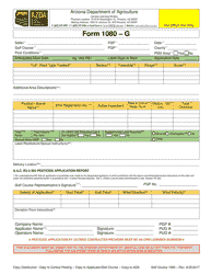 Document preview: Form 1080G Golf Courses Pesticide Application Records Submission - Arizona