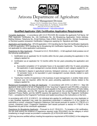 Document preview: Qualified Applicator Certification Application - Arizona