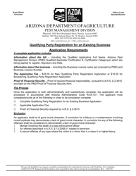 Document preview: Qualifying Party Registration for an Existing Business License Application - Arizona