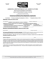 Temporary Qualifying Party Registration Application - Arizona, Page 2