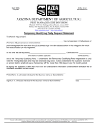 Temporary Qualifying Party Registration Application - Arizona, Page 4