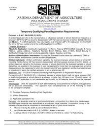 Document preview: Temporary Qualifying Party Registration Application - Arizona