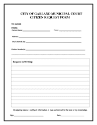 Document preview: Citizen Request Form - City of Garland, Texas
