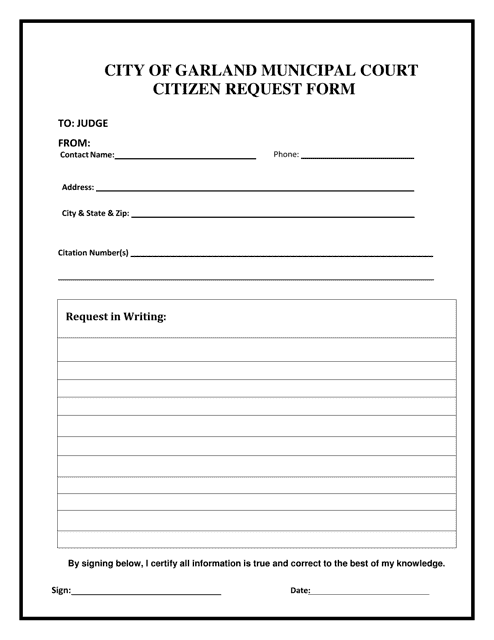 Citizen Request Form - City of Garland, Texas Download Pdf