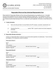 Responsible Official and Duly Authorized Representative Form - City of Garland, Texas, Page 2