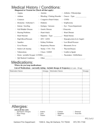 Emergency Medical Information Form - City of Garland, Texas, Page 2