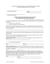 Document preview: Form 2.601 (CLK/CT.639) Request to Be Excused From E-Mail Service for Party Not Represented by Attorney - Miami-Dade County, Florida