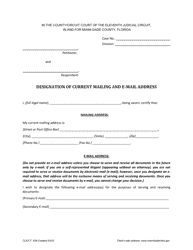 Form CLK/CT.638 Designation of Current Mailing and E-Mail Address - Miami-Dade County, Florida