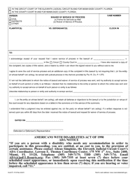 Document preview: Form CLK/CT.914 Waiver of Service of Process - Miami-Dade County, Florida