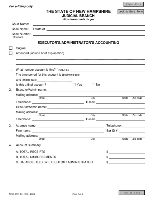 Form NHJB-2117-PE Executor's/Administrator's Accounting - New Hampshire