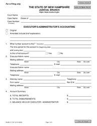 Form NHJB-2117-PE Executor&#039;s/Administrator&#039;s Accounting - New Hampshire