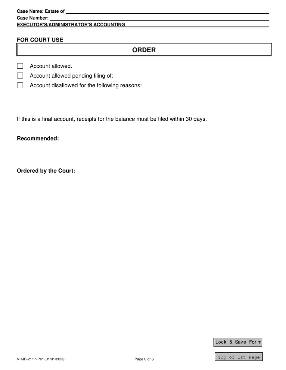 Form NHJB-2117-PE Executors / Administrators Accounting - New Hampshire, Page 6