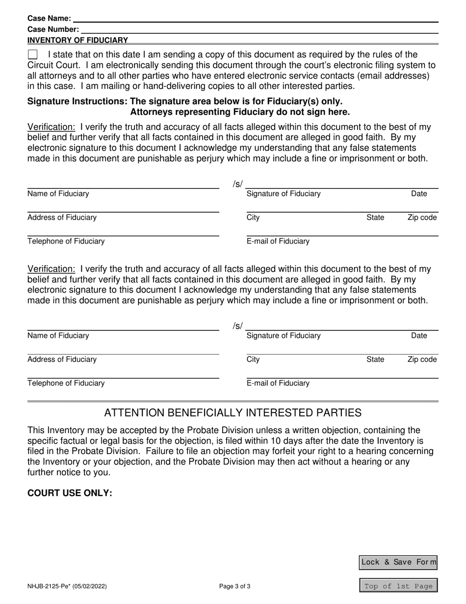 Form NHJB-2125-PE Inventory of Fiduciary - New Hampshire, Page 3