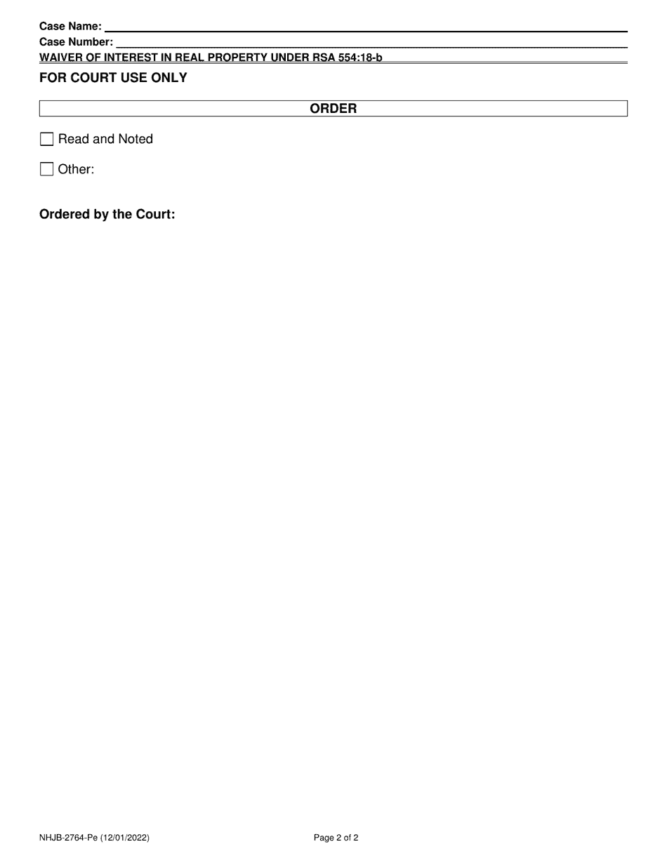 Form NHJB-2764-PE Waiver of Rights to Real Estate - New Hampshire, Page 2
