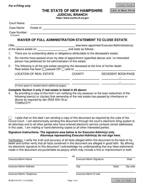 Form NHJB-2144-PE  Printable Pdf