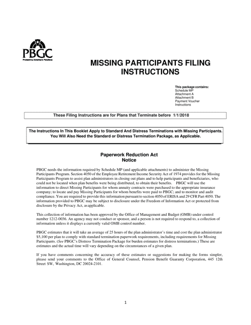 Missing Participants Filing Instructions Download Pdf