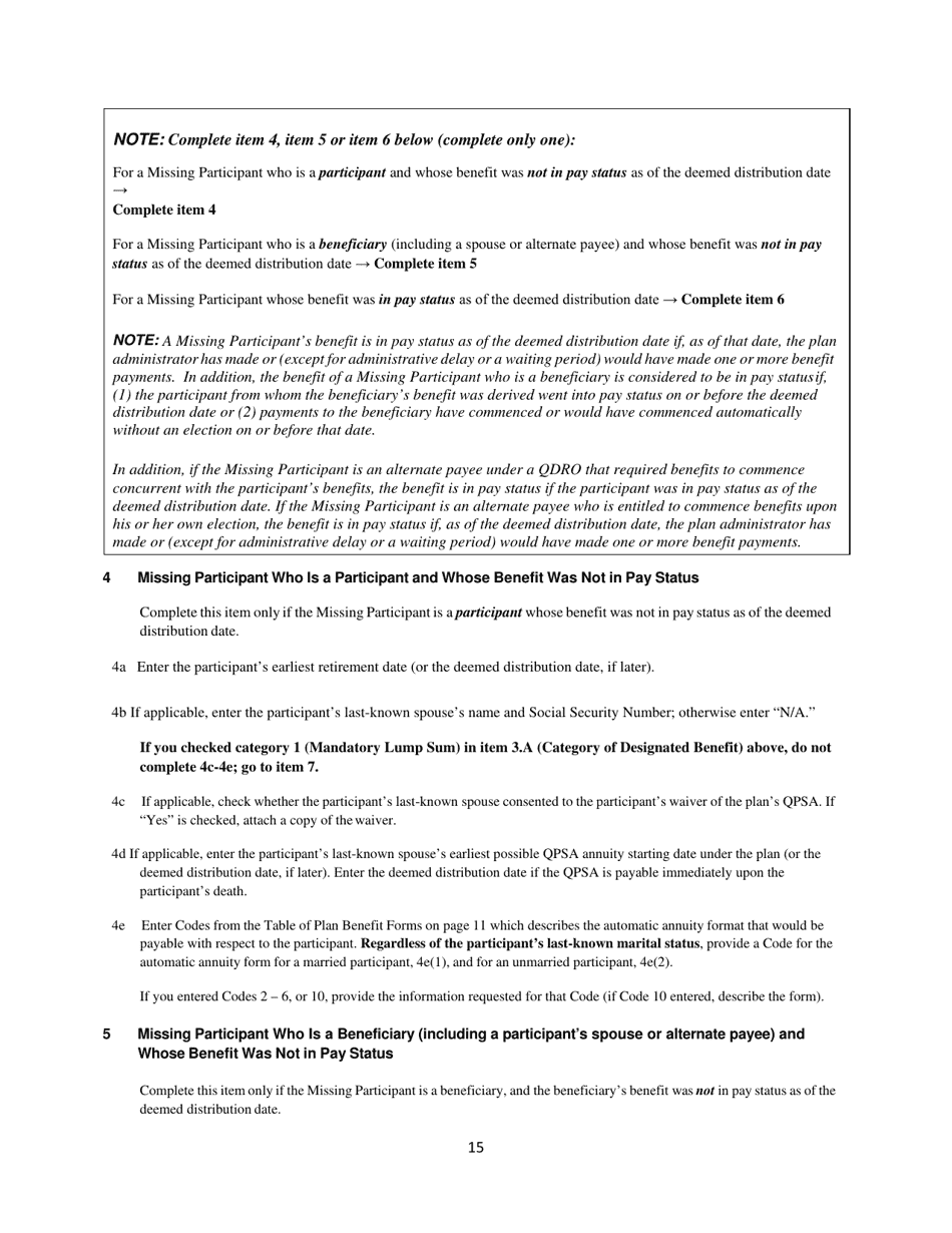 Missing Participants Filing Instructions, Page 16
