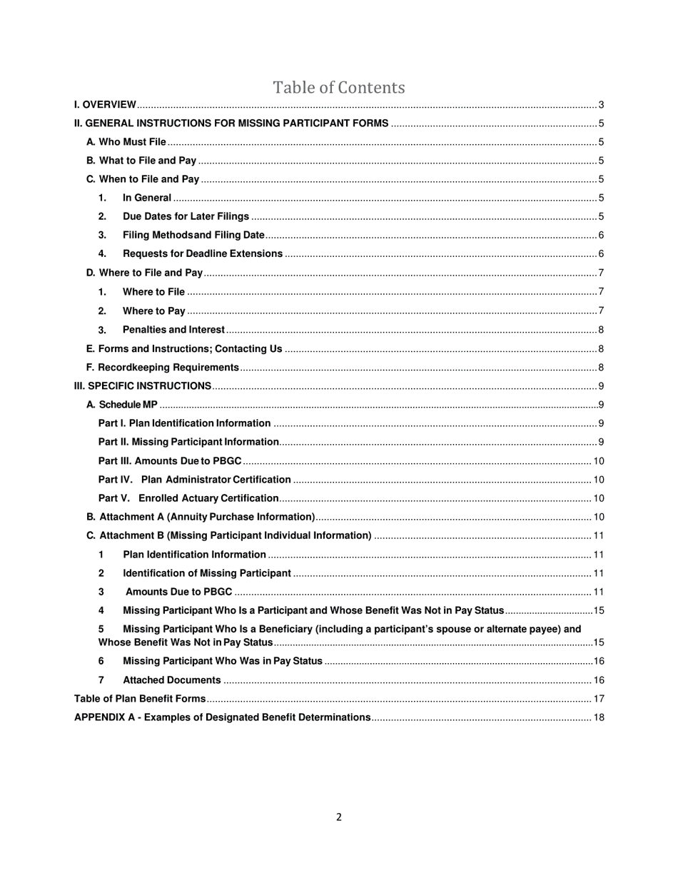 Missing Participants Filing Instructions, Page 2