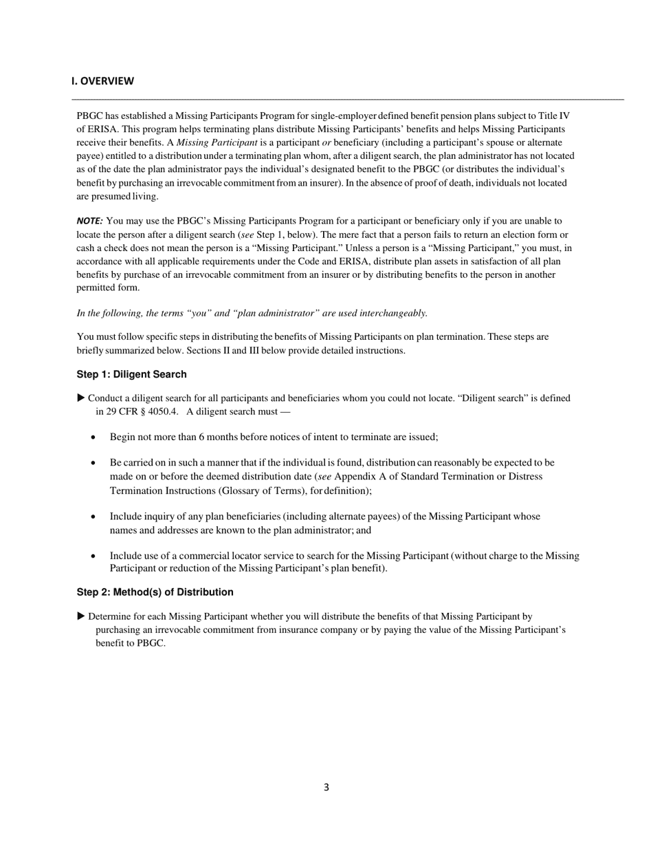 Missing Participants Filing Instructions, Page 3