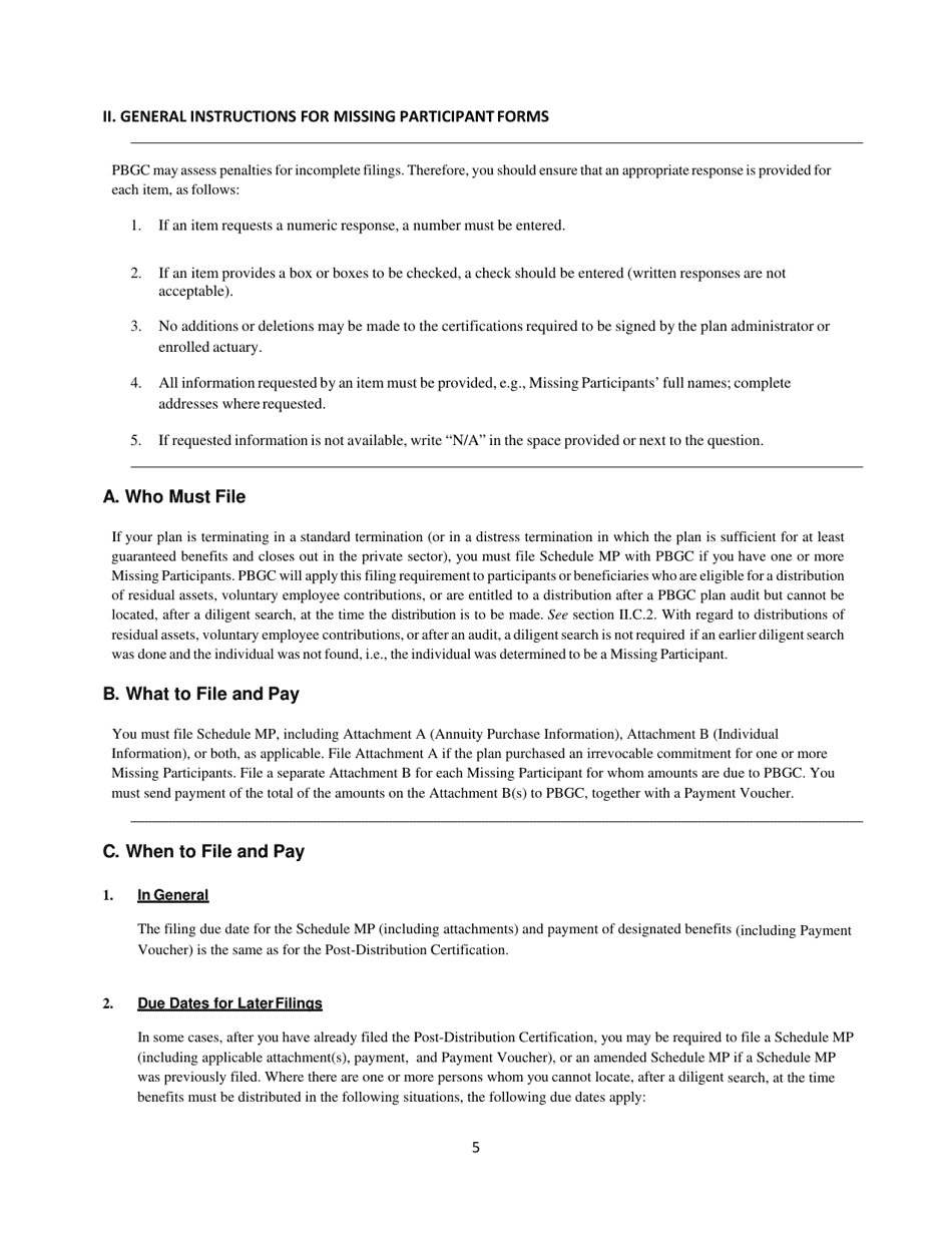Missing Participants Filing Instructions, Page 5