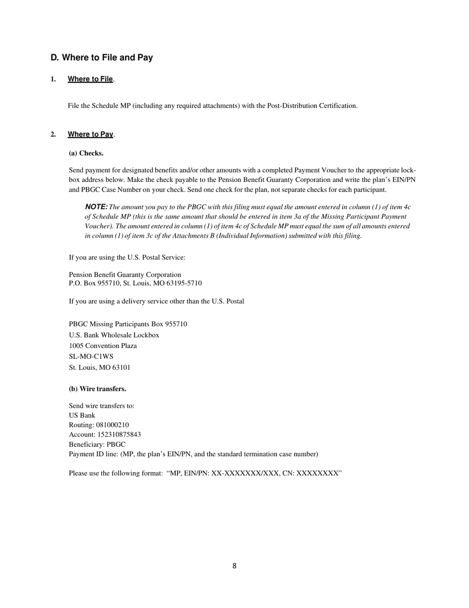 Missing Participants Filing Instructions, Page 8