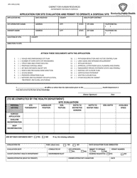 Form DFS-345 Application for Site Evaluation and Permit to Operate a Disposal Site - Kentucky