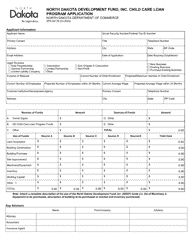 Document preview: Form SFN59178 North Dakota Development Fund, Inc. Child Care Loan Program Application - North Dakota