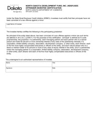 Document preview: Form SFN62261 North Dakota Development Fund, Inc. (Nddf)/Sex Offender Investee Certification - North Dakota