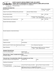 Form SFN62255 North Dakota Development Fund, Inc (Nddf) Angel Match Program of North Dakota (Amp) Application - North Dakota