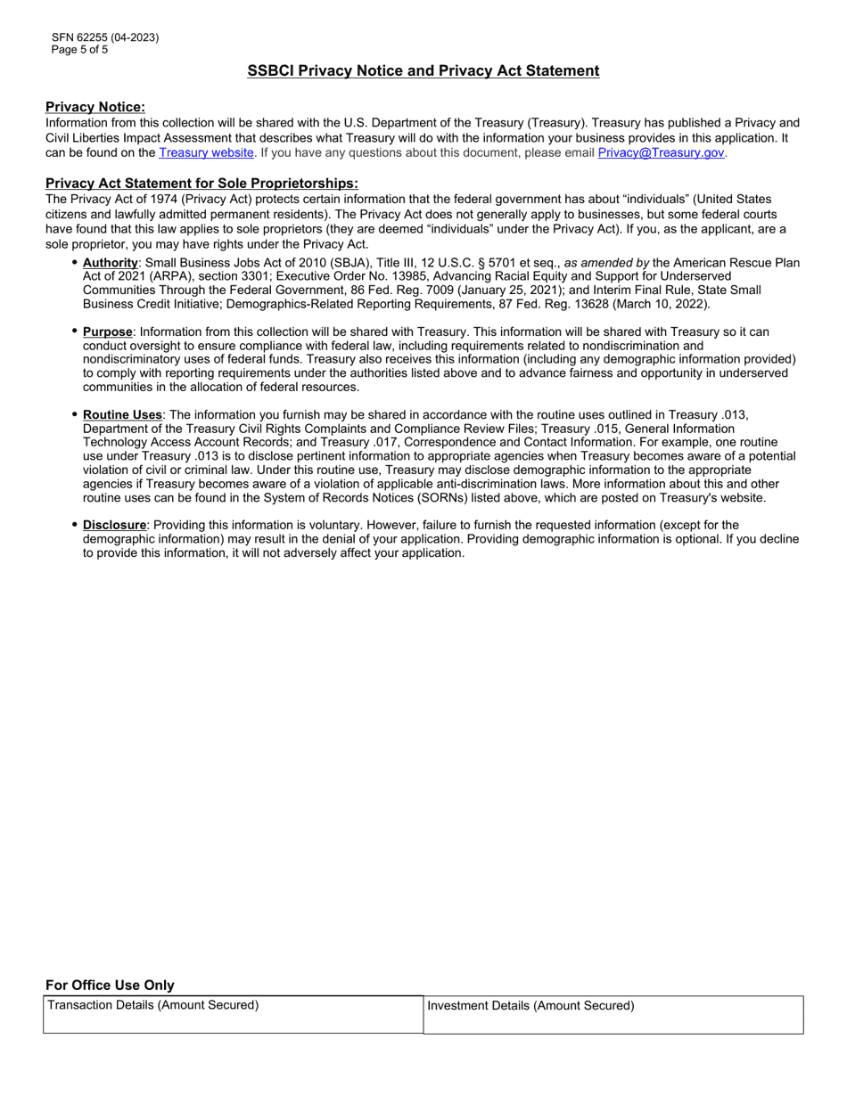 Form SFN62255 North Dakota Development Fund, Inc (Nddf) Angel Match Program of North Dakota (Amp) Application - North Dakota, Page 5