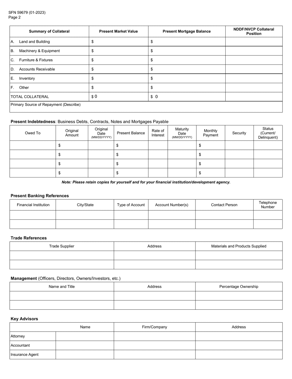 Form SFN59676 North Dakota Development Fund, Inc. (Nddf) Application - North Dakota, Page 2