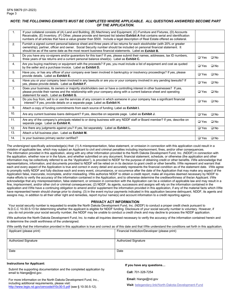 Form SFN59676 North Dakota Development Fund, Inc. (Nddf) Application - North Dakota, Page 3