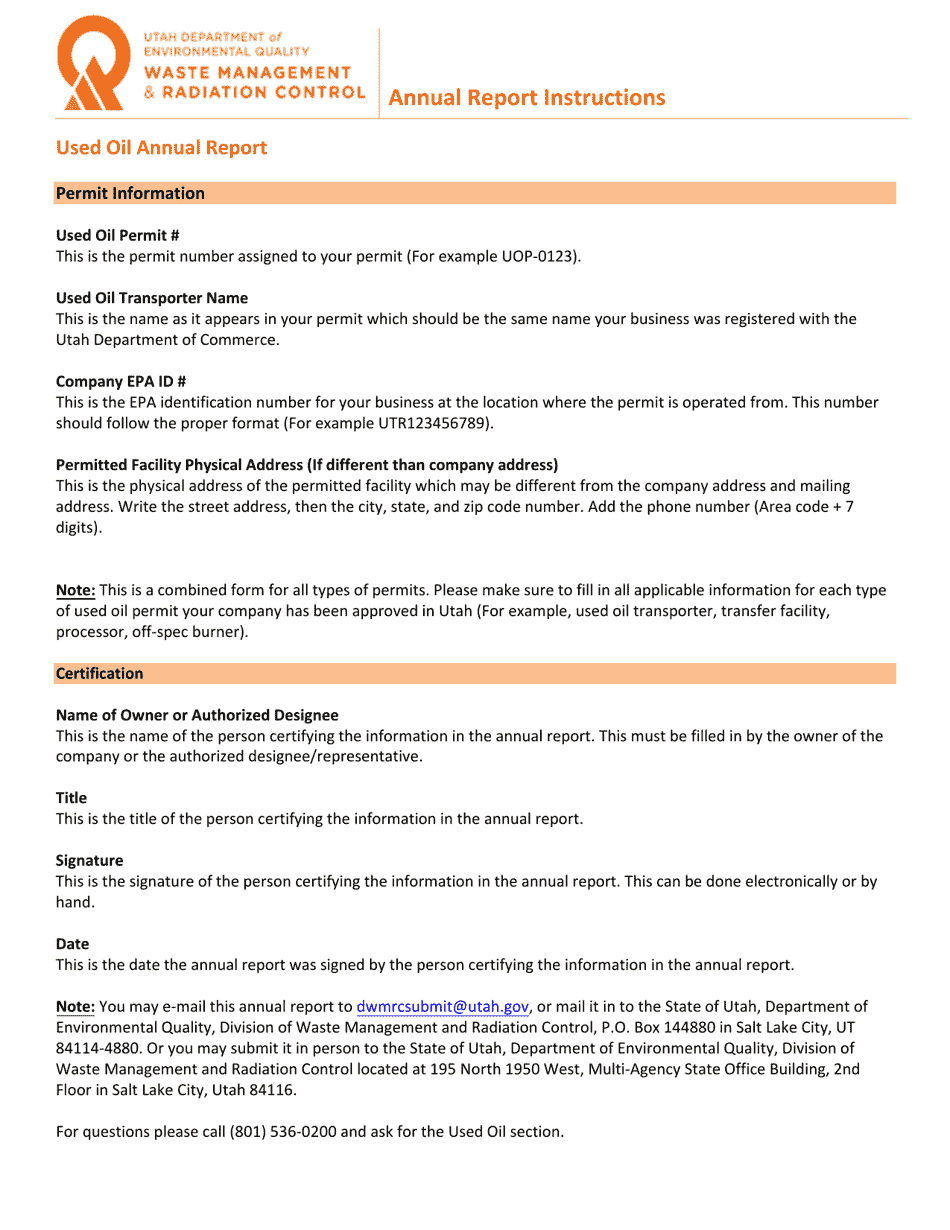 Used Oil Annual Report - Utah, Page 11