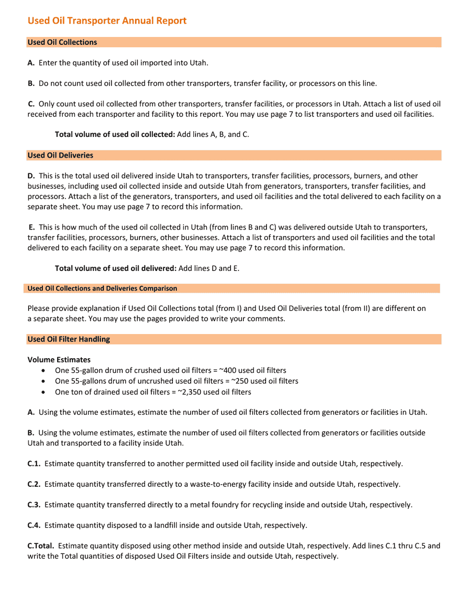 Used Oil Annual Report - Utah, Page 12