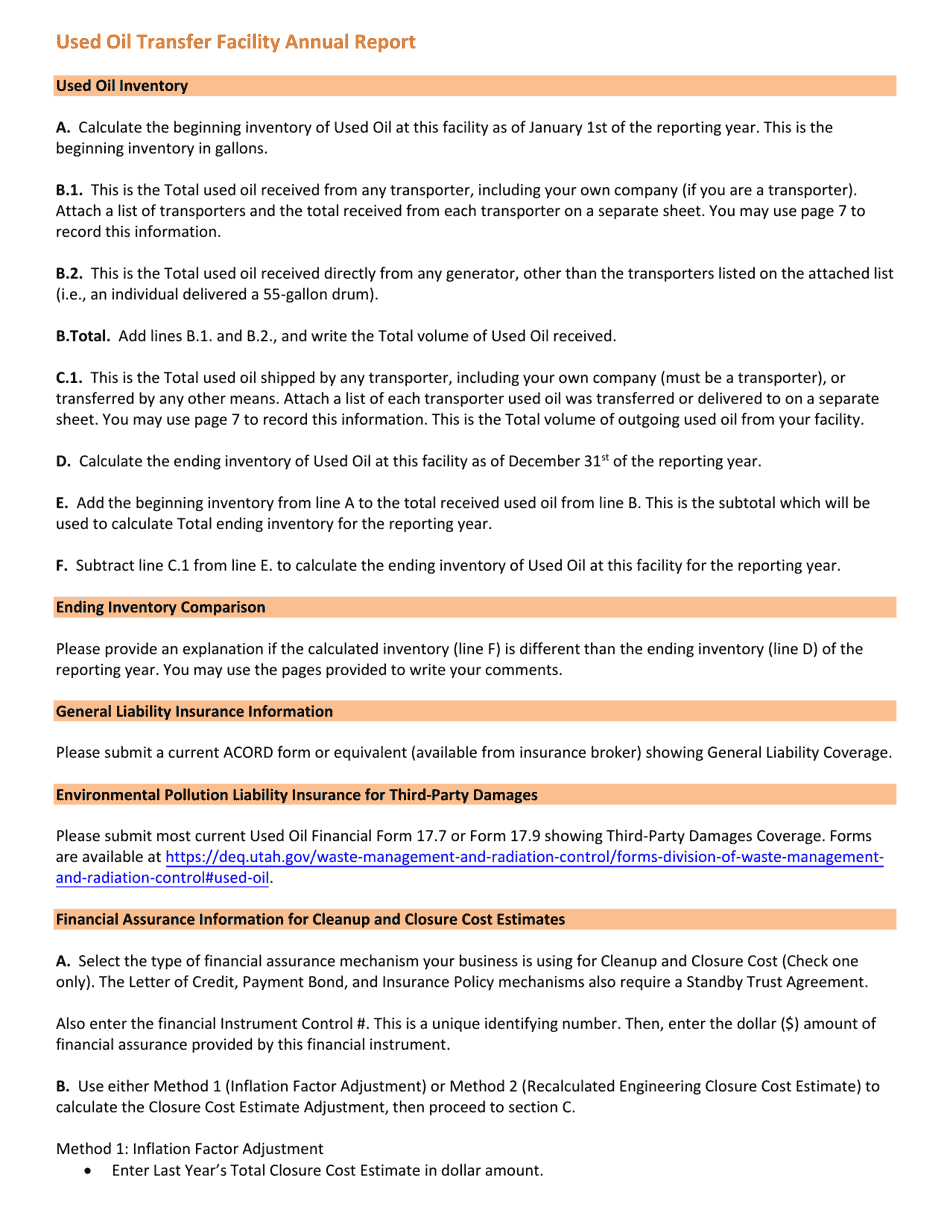 Used Oil Annual Report - Utah, Page 14